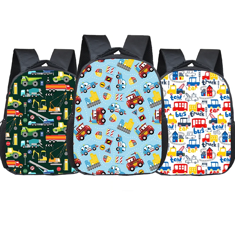 

12-дюймовый рюкзак для скорой помощи/грузовика/трактора/мультяшного принта, модные школьные сумки для детского сада, Аниме Сумка для книг экскаватора