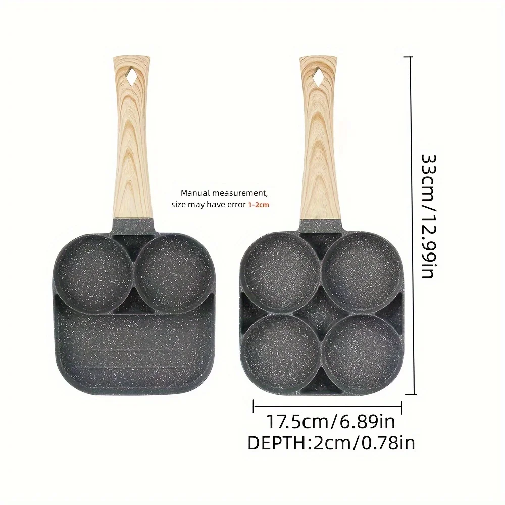 2/4-Hole Frying Pot Pan Thickened Omelet Pan Non-stick Egg Pancake Steak Cooking Egg Ham Pans Dual Purpose Cookware
