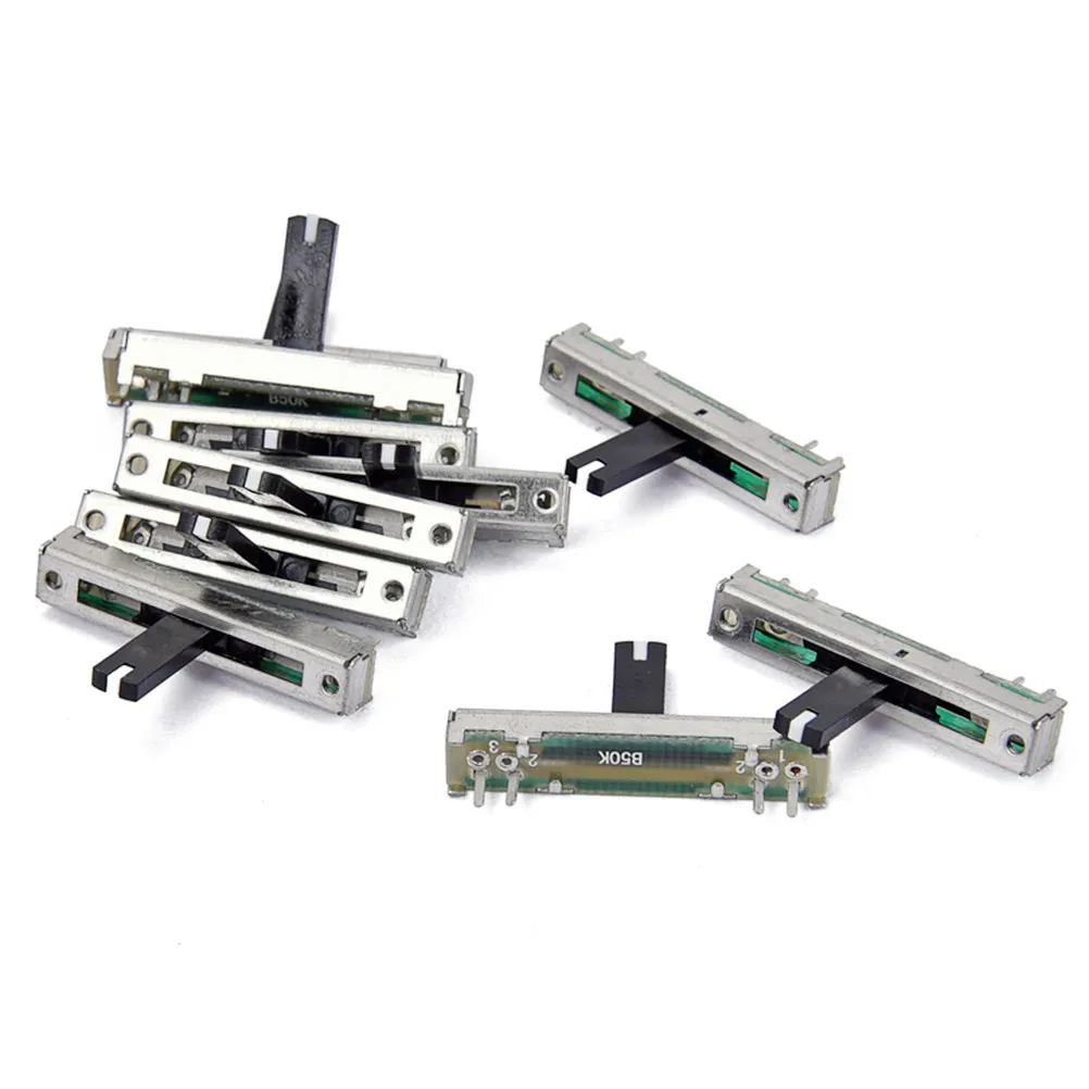 10Pcs B50k 슬라이딩 전위차계 45Mm 길이 9Mm 너비 55Mm 두께 모노 오디오 디머 페이더 믹서 Dj 장비 슬라이드