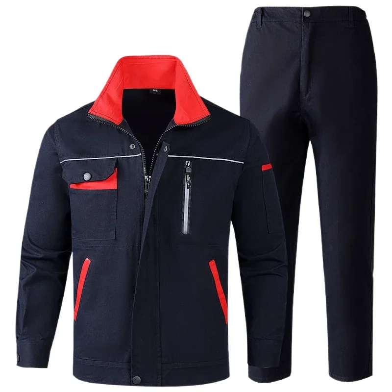 Cotton Spring and Autumn Reflective Strip Anti Scalding, Anti Cutting, Wear Resistant Workwear Workshop Clothing Work Clothes