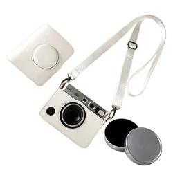 Stylish PU Leather Durable Camera Protection and Storage Bag (White with Sil-Cap)
