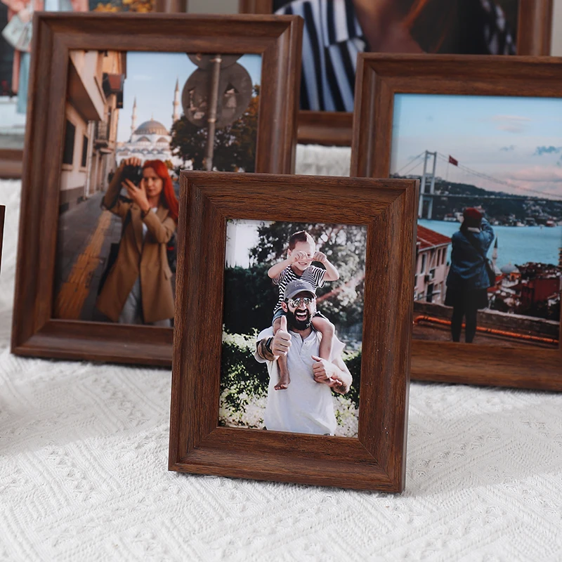 1pc deep walnut color plastic photo frame Nordic retro personality small photo frame table 4 "5" 6 "7" 8 10 "A4 photo frame