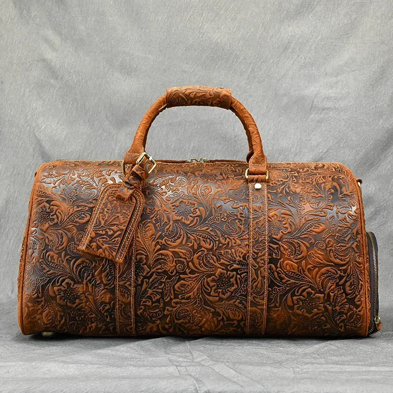 Genuine Leather Travel Duffle Bag for Men