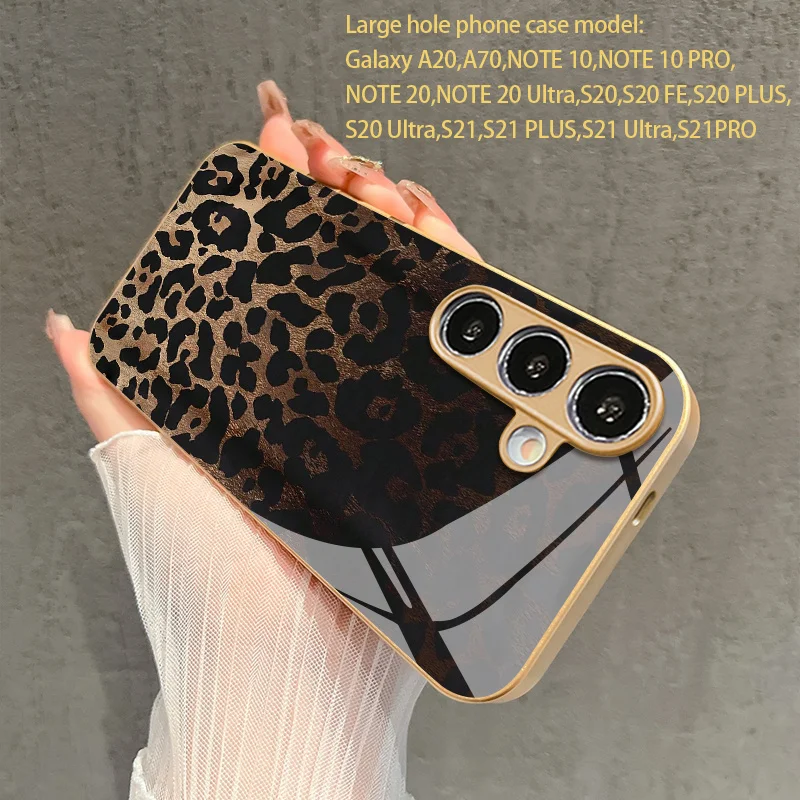 Gold Leopard Pattern Glass Phone Case - Stylish Anti-Drop Back Cover