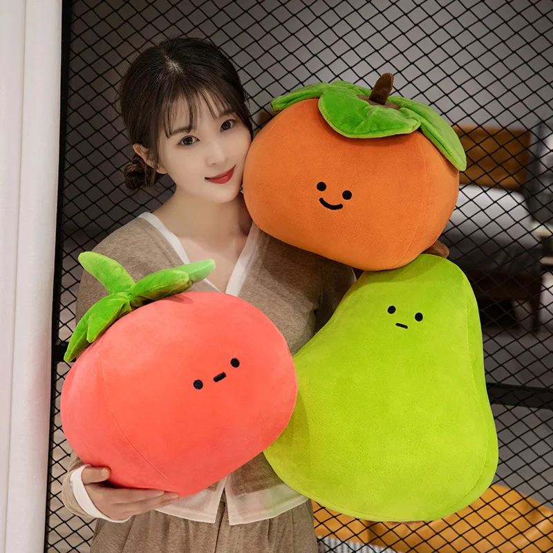 Emotion 과일 봉제 베개, 박제 식물, 부드러운 감, 배, 토마토, 오렌지, 애플, 등 지지대 쿠션 장식 선물
