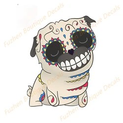 Fuzhen – autocollants Boutique, accessoires extérieurs, carlin Pop, motif le jour des morts, pour voiture 