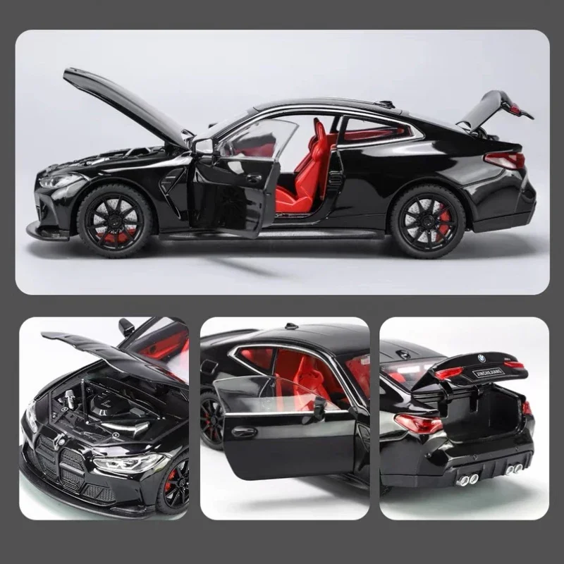 New 1:24 BMW M4 IM Supercar Alloy Muscle Car Model Sound and Light Pull Back Children's Toy Collectibles Ornaments Birthday Gift 3