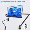 Tablet Holder Table Desk Clip Stand Adjustable Foldable Metal Long Arm Tablet Monitor Rack Desk Mount Bracket with Wired Clip 1