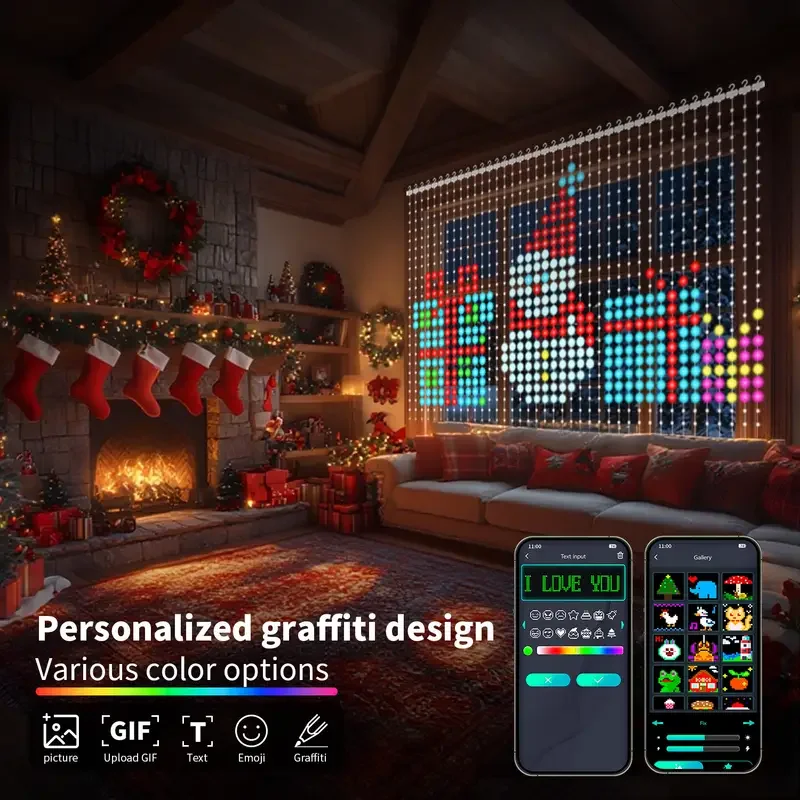 Smart LED Curtain Lights with Mobile App Control for Indoor and Outdoor Decor