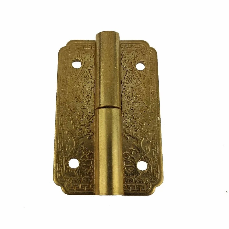 2Pcs Vintage Brass Hinge Printed Square Remove Hinge Gift Box Furniture