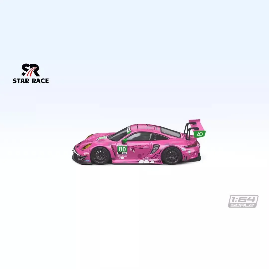 **Ready Stock**SR 1:64 STAR RACE Porche 911 GT3 Tyrannosaurus Green/Pink paint alloy car model set,Safe packaging 6