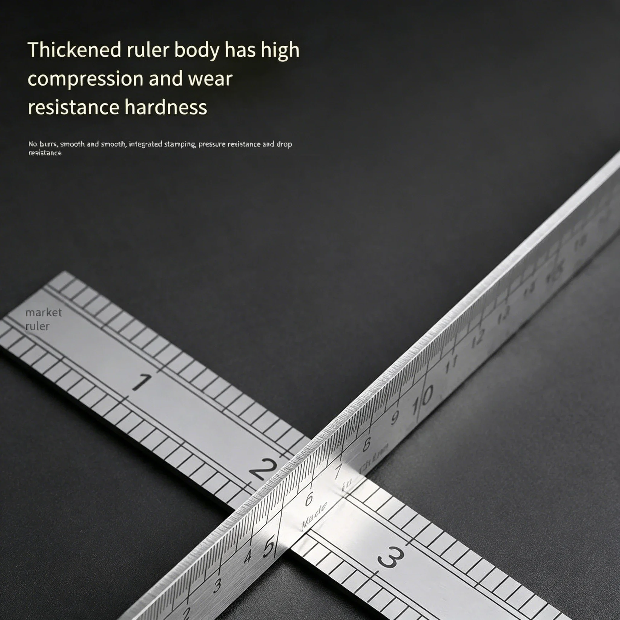 33cm 스테인리스 스틸 자 |   두꺼운 직선형 모서리와 시티 인치 스케일 |   재봉, 도면 및 학생용 측정 도구