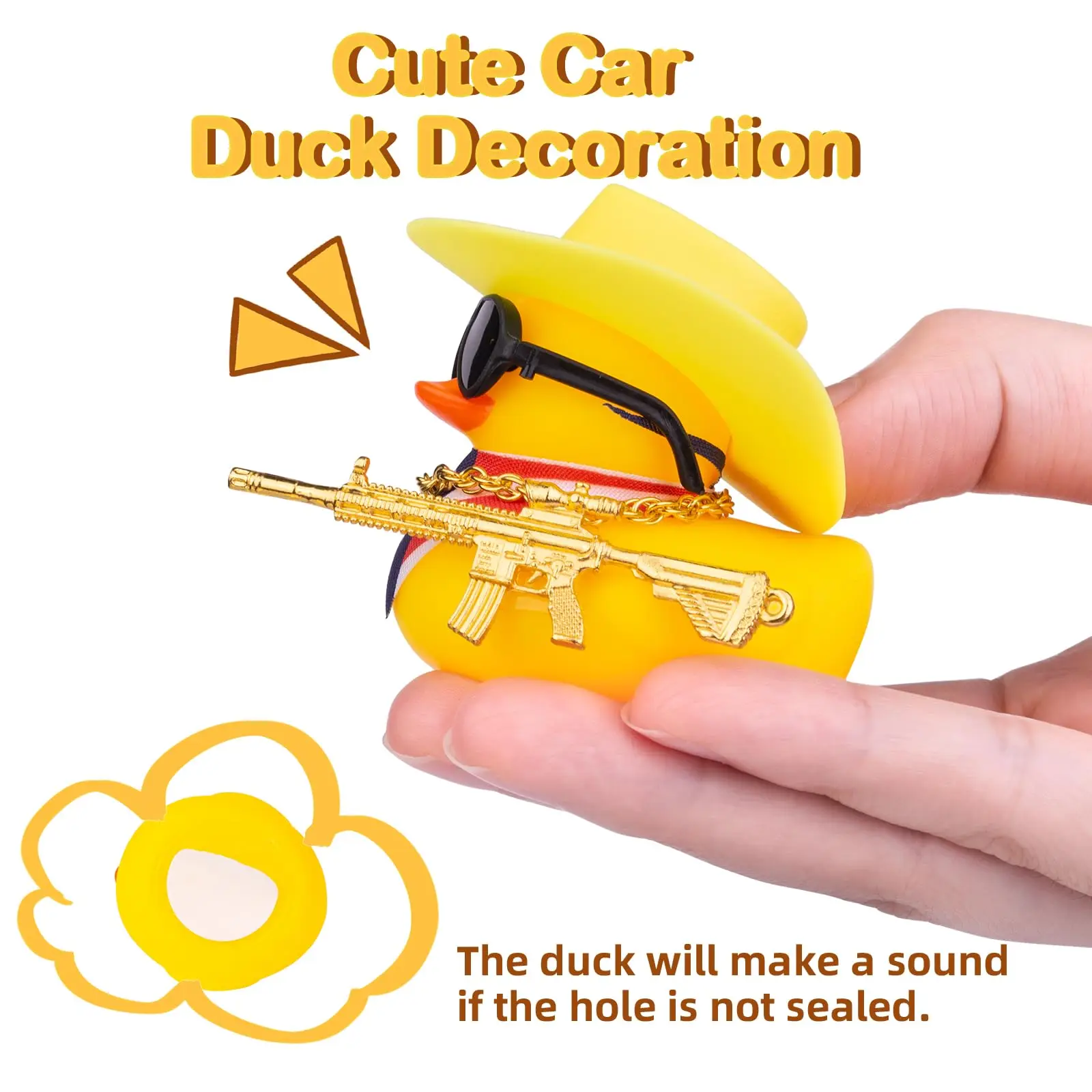 Ducks for Cars - Rubber Duck for Dashboard of Car, Yellow Duck Car Dashboard Decorations, Squeak Ducks Car Ornaments Car Décor 4
