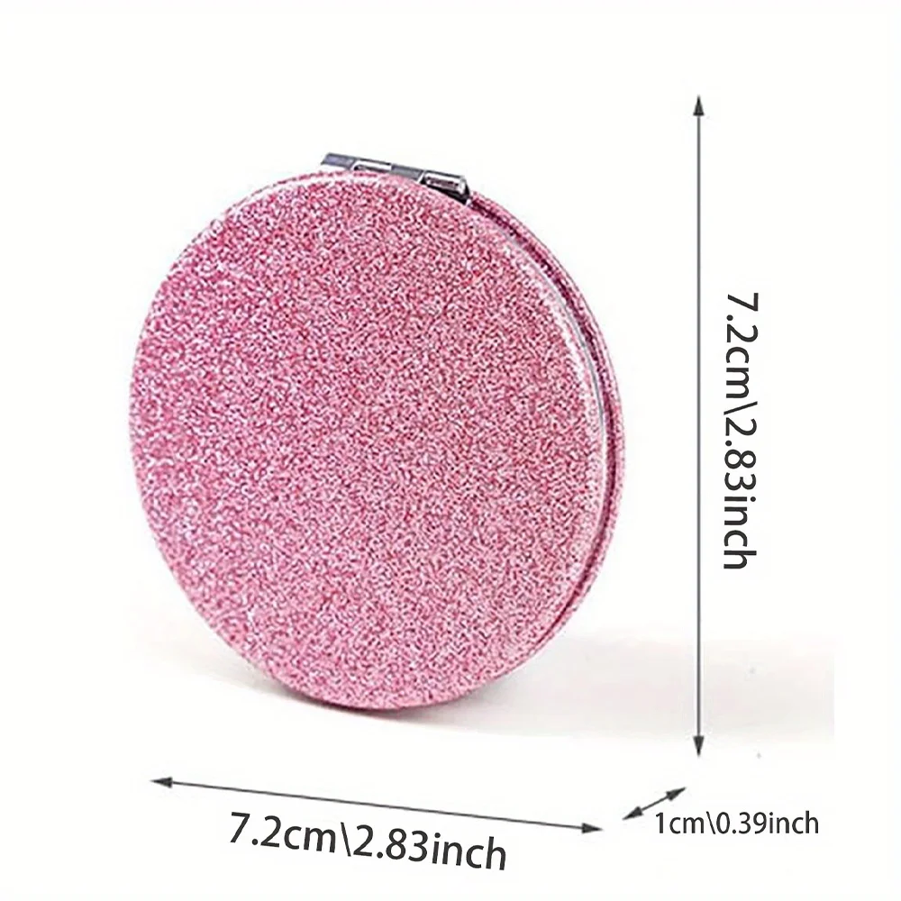 여성 접이식 화장 거울 얼굴 미용 메이크업 관리 도구 내구성 PU 표면 방수 이상적인 파티 선물 핑크 꽃 패턴