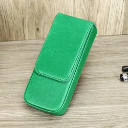 Elegant Genuine Leather Pen Case with Removable Tray - Premium Office & School Gift Pouch (Green)