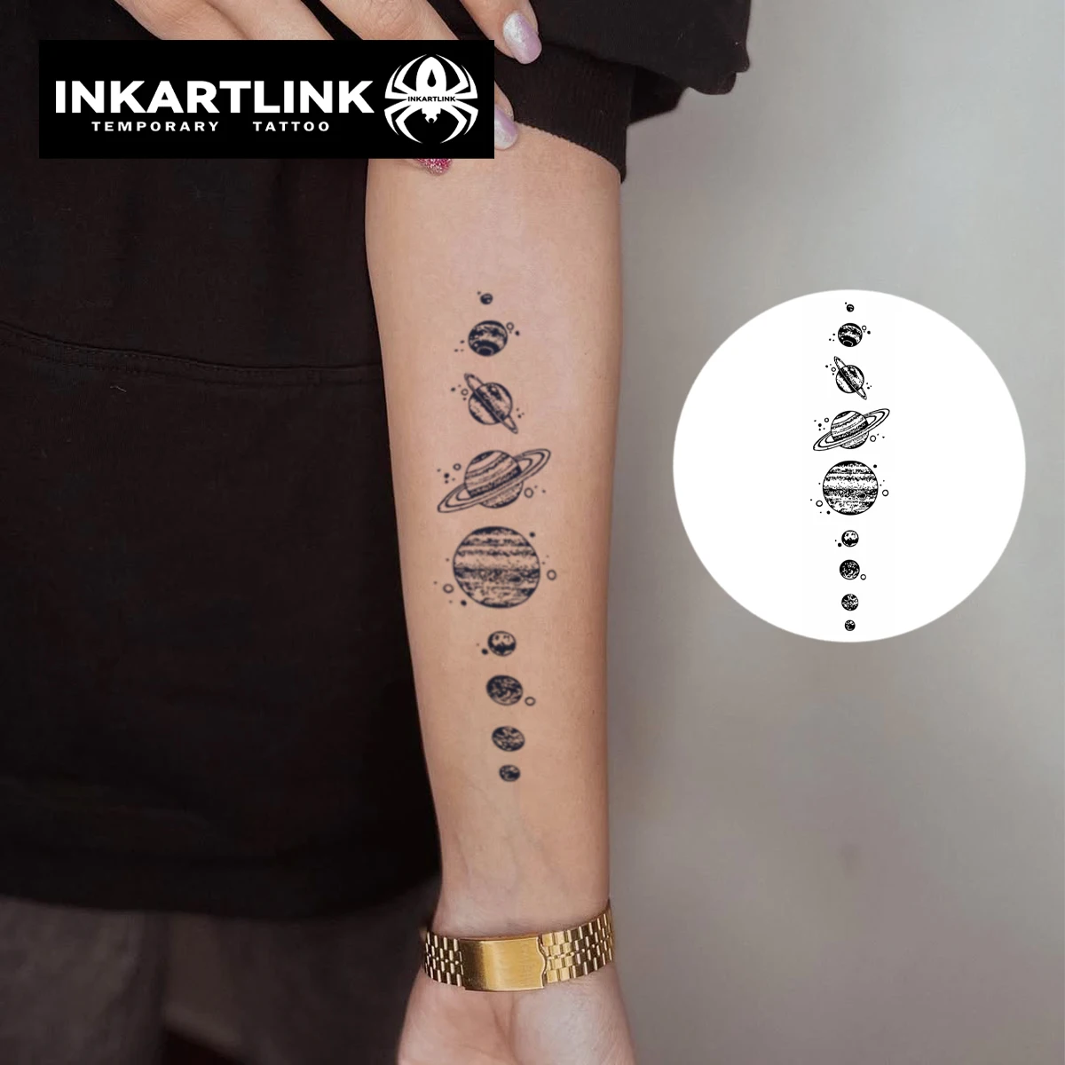 惑星一時的なタトゥーステッカー、防水マジックタトゥー、15日間持続