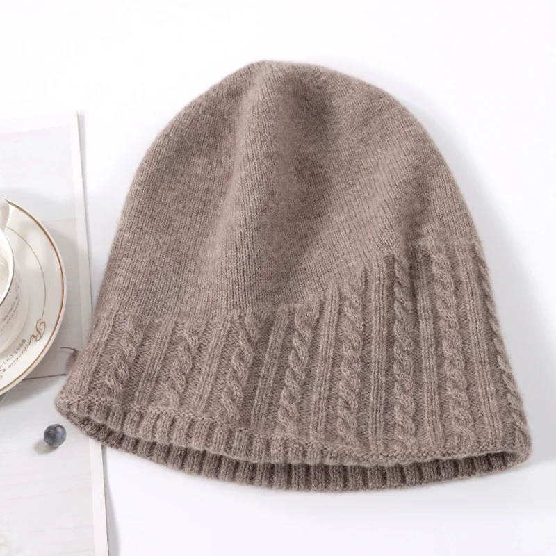 100% Wool Beanies Hat For Women Winter 2023 Solid Warm Soft Luxury Wool Bonnets Fashion y2k Knitted Skullies Street Cute Cap 2