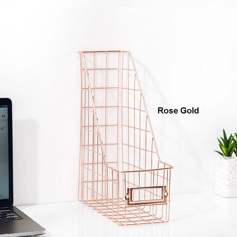 Desk Organizer Bedroom Wrought Iron Stationery Nordic Style Home Office Mesh Book Shelf File Holder Magazine Rack Management
