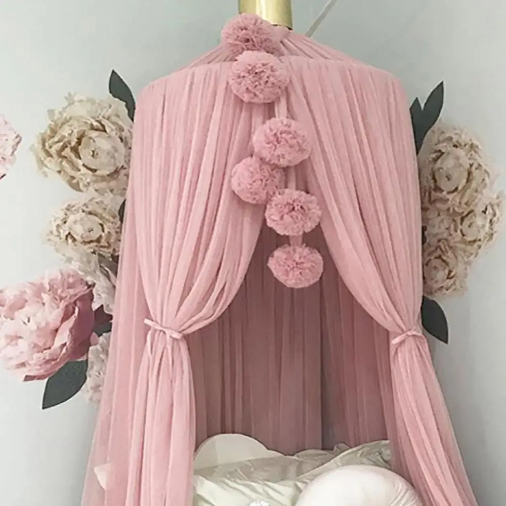 1 Pcs Chiffon Pom Balls For Home Kids Baby Bed Net Hanging Decoration Bedroom Mosquito Net Ornament Accessories Gift