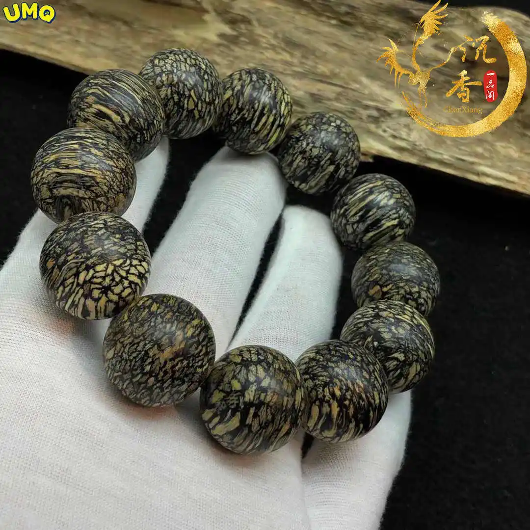 

Vietnam Nha Trang Agave Hand String Dragon Scale Pattern Old Material Sunk Water Bracelet Buddha Beads with Eaglewood Handstring