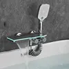 Bathtub Shower Faucet Set Brass Bathroom Bathtub Mixer Taps Wall Mounted Hot and Cold Shower Faucet White/Chrome Bathtub Tap 5