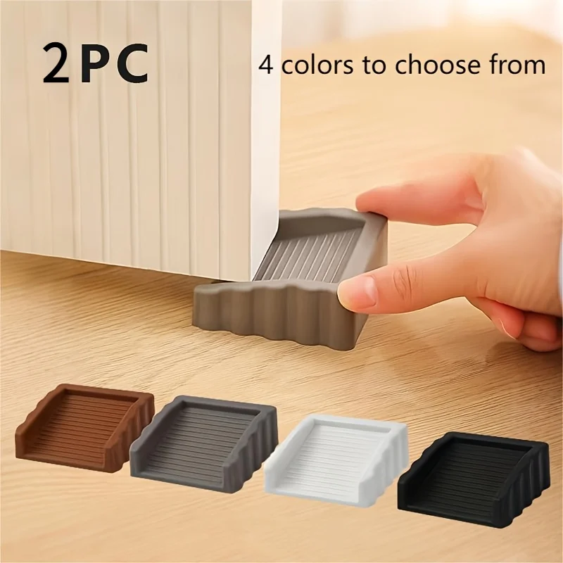 2Pcs Safety Silicone Door Stop Block Wedge Stop Door Stopper Home Office Door Rear Retainer Impact Stopper Rubber Stops No Drill