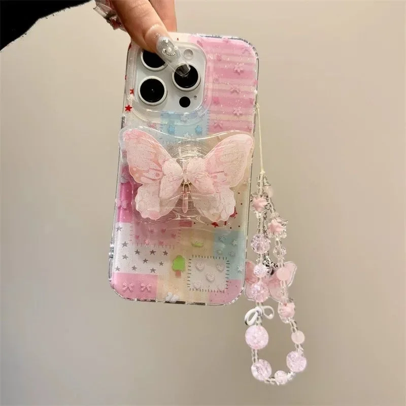 الكورية لطيف الكرتون الدورية فراشة قبضة حامل هاتف...