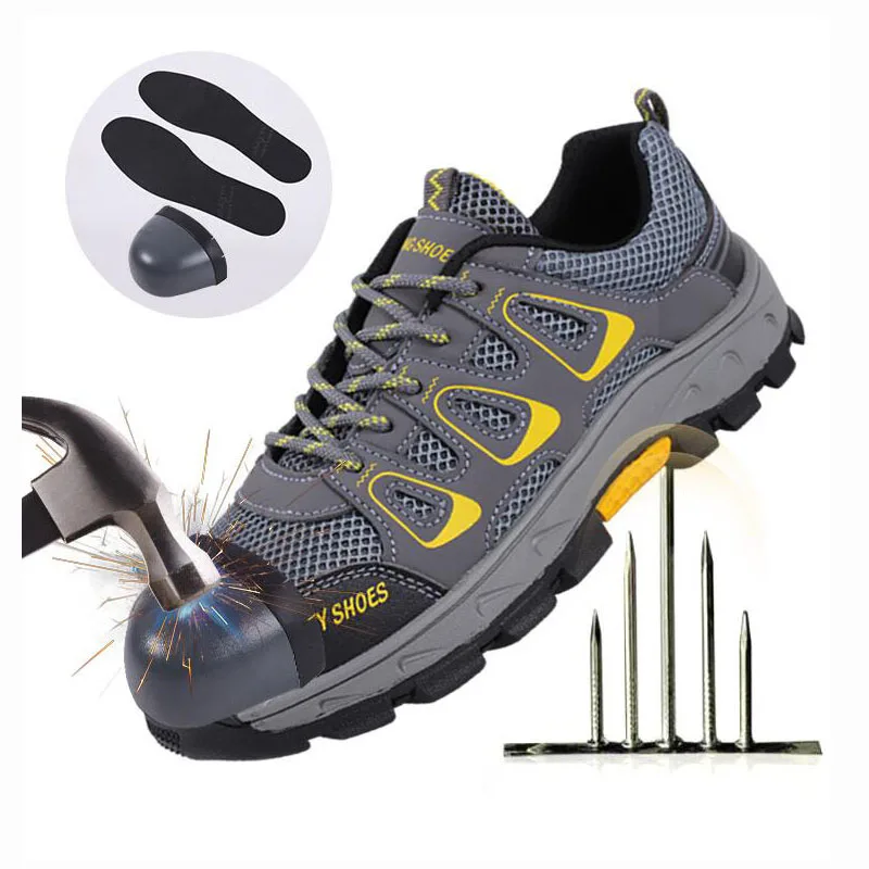 

Work Safety Shoes Men's Safety Boots Anti-smash Work Shoes With Steel Toe Shoes Men Work Boots Anti-stab Safety Sneakers Male
