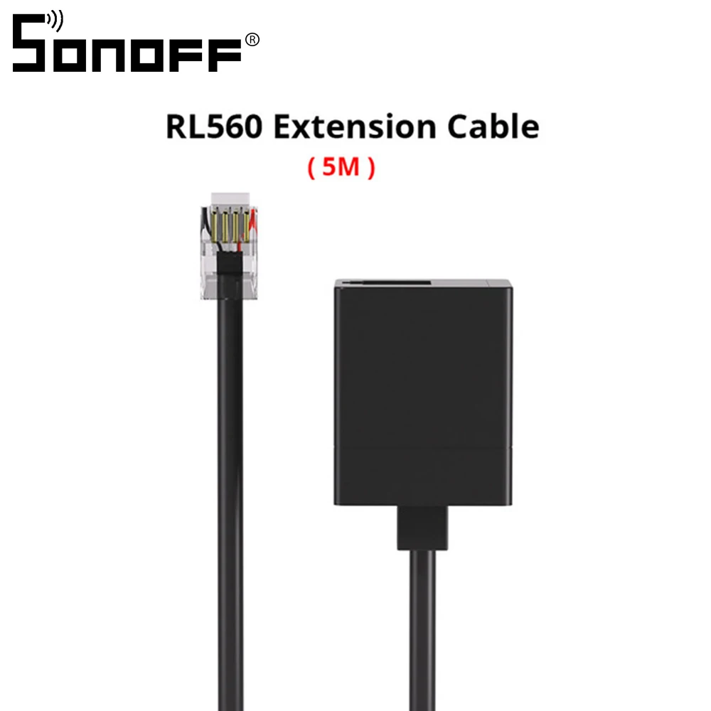 Newest SONOFF Sensor Temperature Sensor DS18B20 RL560 Extension Cable 5M RJ11 Connector Adapter For Sonoff TH Elite/TH Origin 3