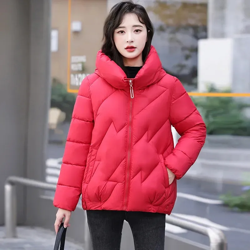 

Winter New Short Down Cotton Jacket Hooded Casual Women Parkas Fashion Temperament Slim Thick Warm Coat Female Outerwear G3032