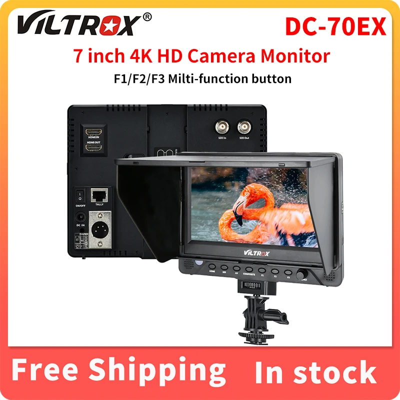 Viltrox Dc-70Ex 7 Pollici 1024X600 4K Hd Camera Video Monitor Field Sdi Av Input Output Monitor Portatile Lcd Per Sony Canon Nikon