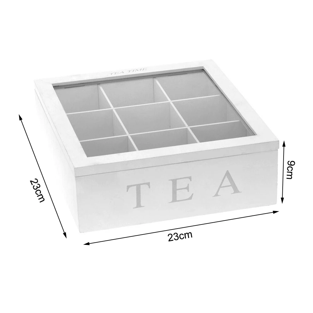 Bamboo Tea Box Coffee Tea Bag Storage Holder Organizer 9 Compartments For Kitchen Cabinets Home tea bag organizer