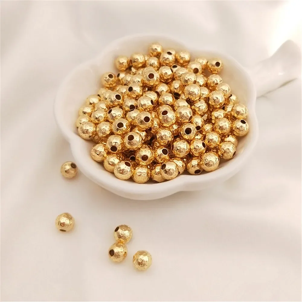 

14K Gold Plated Embossed round beads scattered beads handmade DIY string of beads bracelet accessories with materials