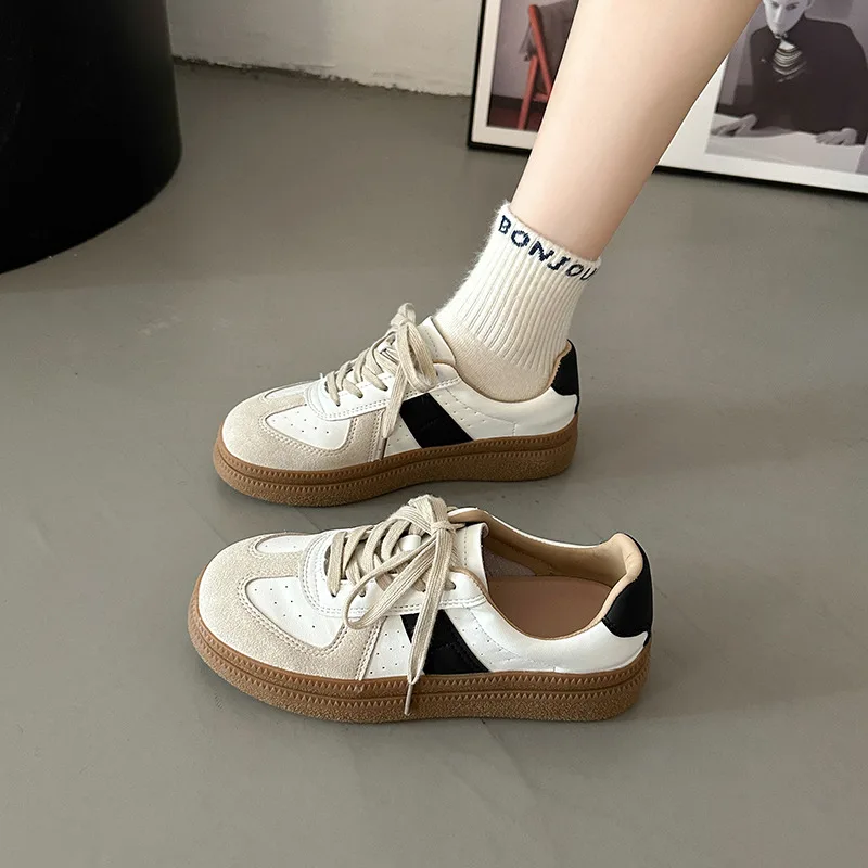 

Shoes Woman 2023 Female Footwear Casual Sneaker Modis Autumn Round Toe New Cross Dress Cute Fall Sports Cross-tied Flock Basic F