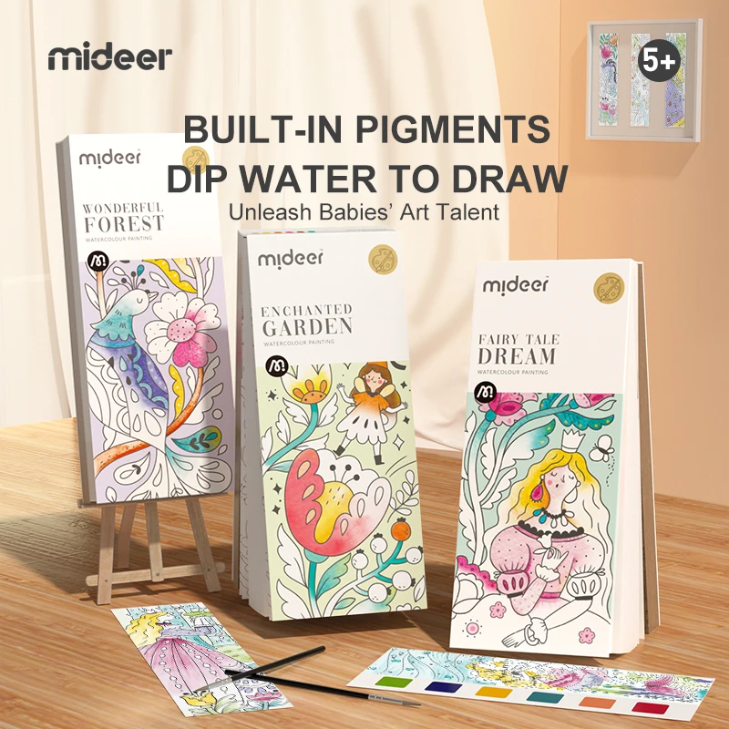 20Page Mideer Coloring Books Watercolor Paper Comes With Paint Portable for  Adults Gouache Art Painting Supplies Artist Tool Set
