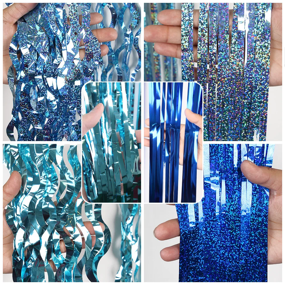 Aqua Fantasy Tassel Rain Curtain - Shimmering Ocean-Themed Wall Decor