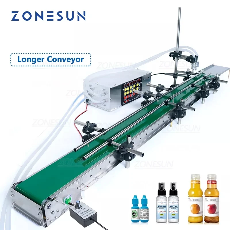 ZONESUN ZS-DPYT200L Automatic Water Milk Liquid Bottle Vial Double Heads Filling Machine With Longer Conveyor non stick 4sets dn16 32mm heads heating element 220v soldering iron for plastic pipes automatic ppr welding extruder for plastic