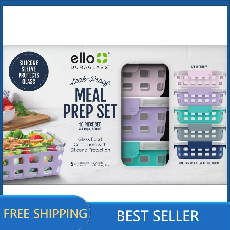 

Kitchen & Dining Ello Glass 3.4 Cup 27 Ounce Duraglass Food Storage Meal Prep Container Set, 10 Piece