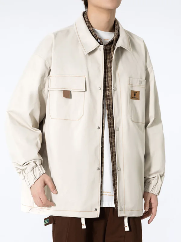 

2023 Men's Cargo Jackets Plus Size Fashion Shirt Collar Loose Casual Windbreaker Work Coat 8XL 9XL