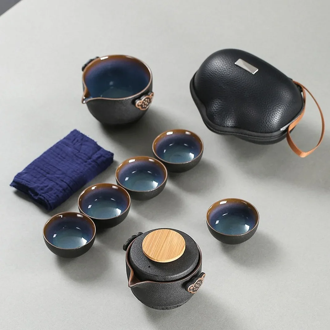 Tea set Ceramic Portable Teapot Porcelain Teaset Gaiwan Tea cups of Tea ceremony Travel set High grade Chinese Kung Fu Teaset
