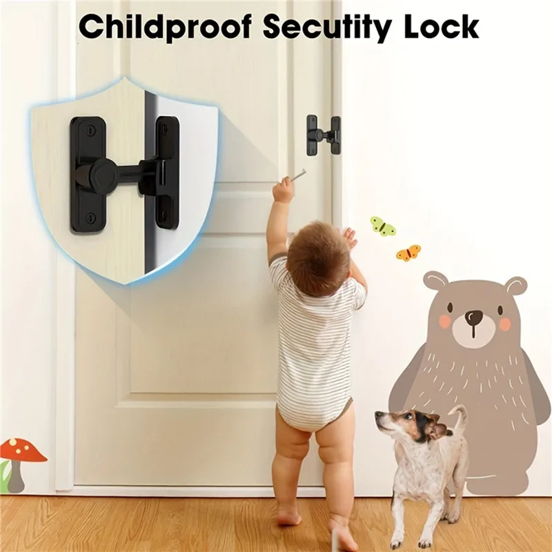Description Picture 2 of itemZinc Alloy Sliding Window Door Lock Handle Metal Door Latch Guard Latch Bolt With Screw Home Safety Chain Door Home Hardware