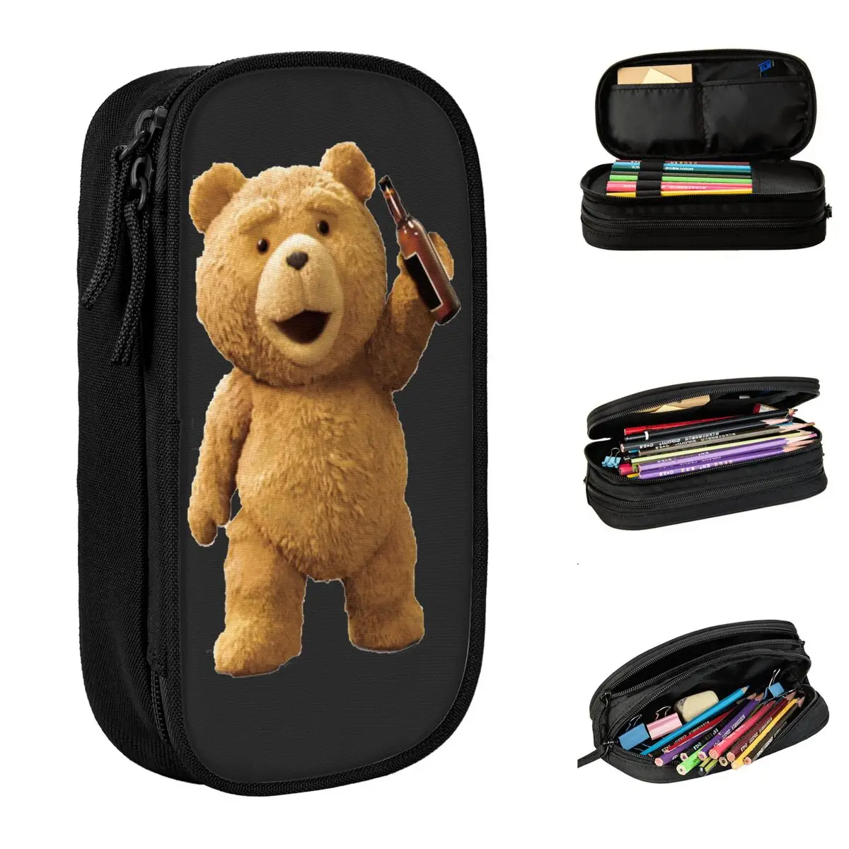 

Ted Teddy Bear Beer Pencil Case Classic Pen Holder Bag Girl Boy Large Storage School Supplies Gift Pencil Pouch