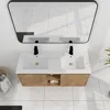 48-Inch Double Sink Vanity Modern Wall Mounted Bathroom Vanity with Double Resin Sink 48" Large Floating Bathroom Vanities Set 3
