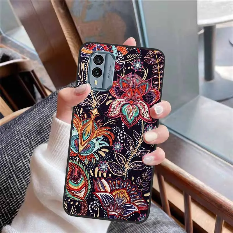 3D Soft Relief Flower Silicone Emboss Painted Cover