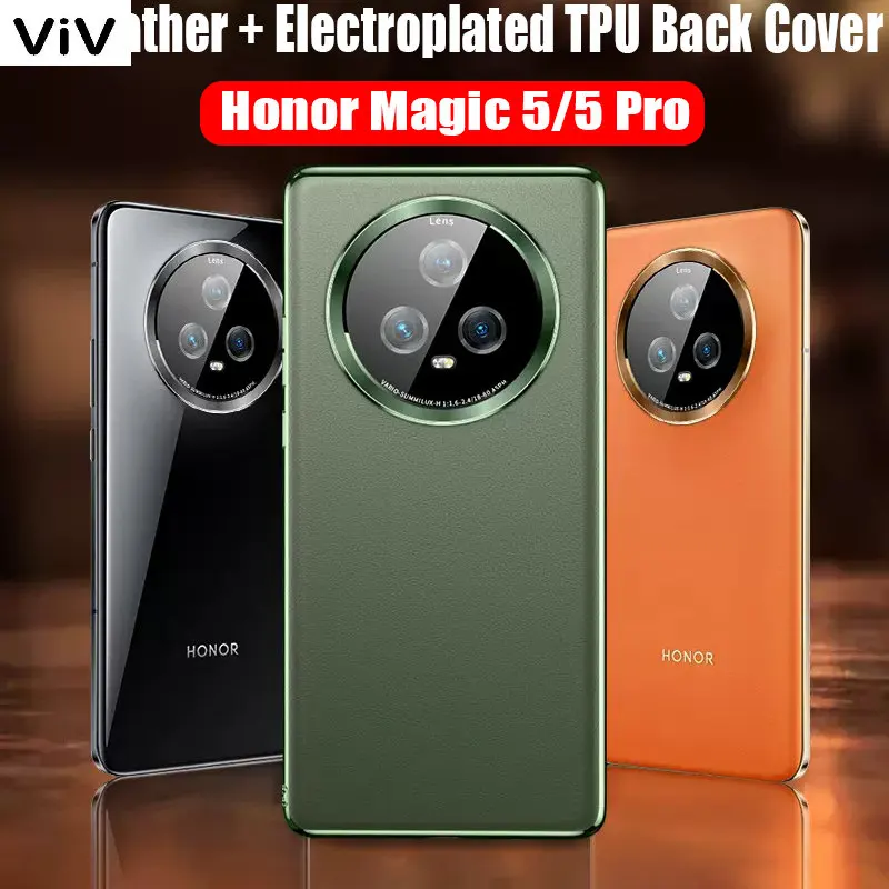 

Fashion Leather Electroplated TPU Back Cover Case for Honor Magic 4 5 Pro Huawei Mate 50 40 30 Pro Lens Glass Film