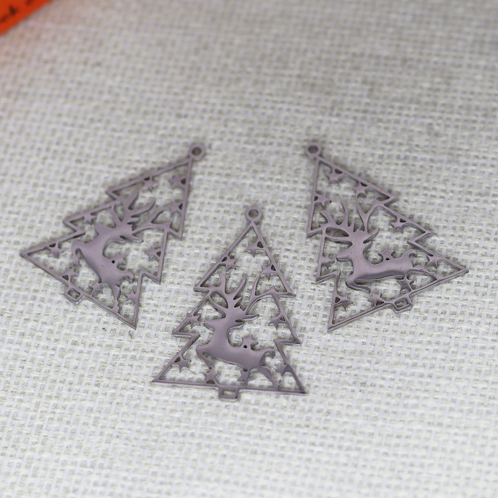 

3pcs/Lot Stainless Steel Christmas Tree Reindeer Accessories DIY Jewelry Making For Bracelets Earring Necklaces For Party Gift