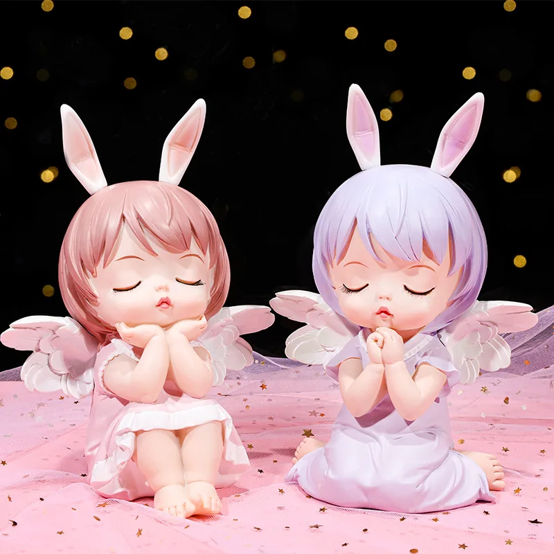 Kawaii Fairy Angel Piggy Bank for Kids Children Girls Baby Gift Resin Cartoon Money Saving Box Coins Holder Storage Organizer 3
