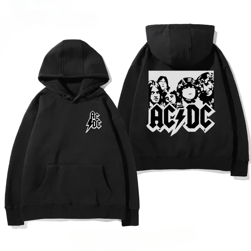 Men's AC/DC Hoodie - Autumn Winter Fleece Lined Printed Band Pullover