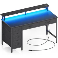 Computer Desk with Power Outlets & LED Light, 39 inch Home Office 5 Drawers, Writing Monitor Stand,Work for Office, Black 1