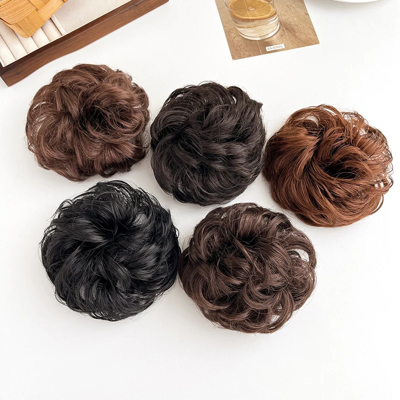 

Synthetic Hair Bun Wig Ladies Ponytail Hair Extension Scrunchie Elastic Meatball Head Hairpieces Scrunchie Wrap Natural Realism